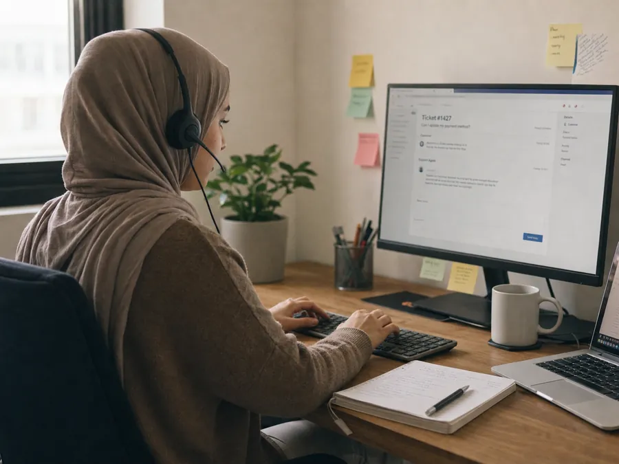 Support agent handling a customer conversation